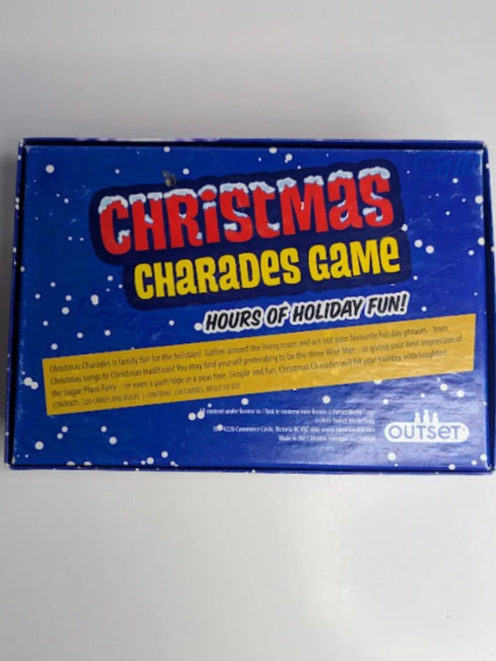 Outset Christmas Charades Game 220 Cards Family Holiday Party Game
